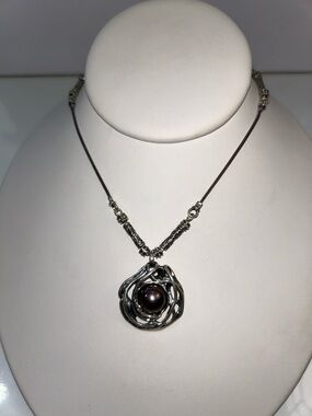 Passage To Israel Sterling Silver & Genuine Pearl Freeform Necklace